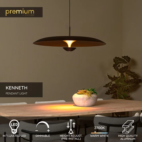 Lucide KENNETH - Pendant light - Ø 80 cm - LED Dim. - 1x22W 2700K - Black | Premium - USP